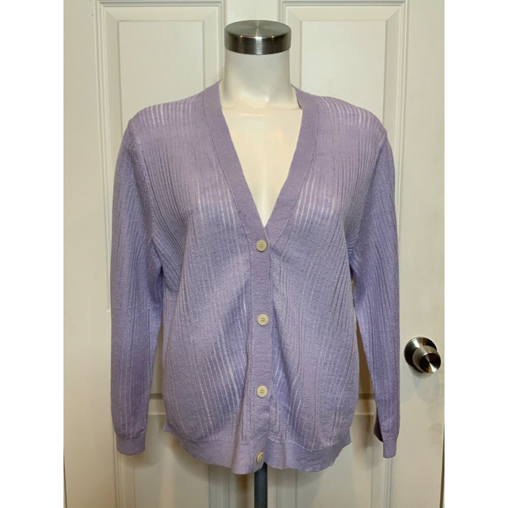 Theory Neo Sag Harbor Cropped Light Purple Button-Up Cardigan, Size L, NWT! $365